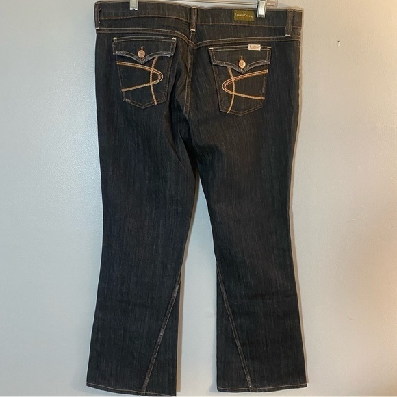 DAVID KAHN Jeans Women's 32 x 32 Nikki Twist Seam Flare Dark Wash Flap Pockets - Picture 4 of 10